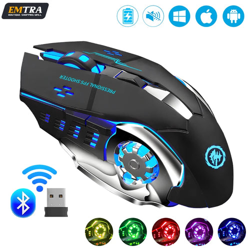 Rechargeable Wireless Mouse Gaming Computer Silent Bluetooth Mouse USB